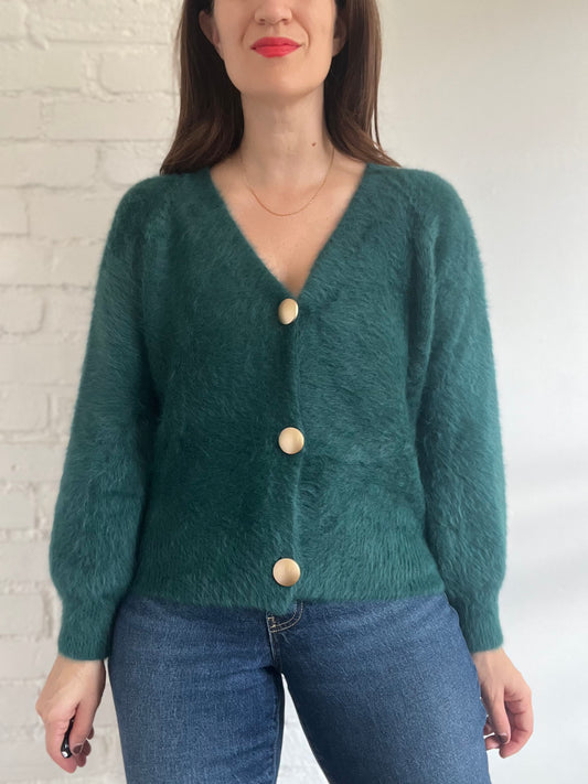 Fluffy Faux Mohair Cardigan - S