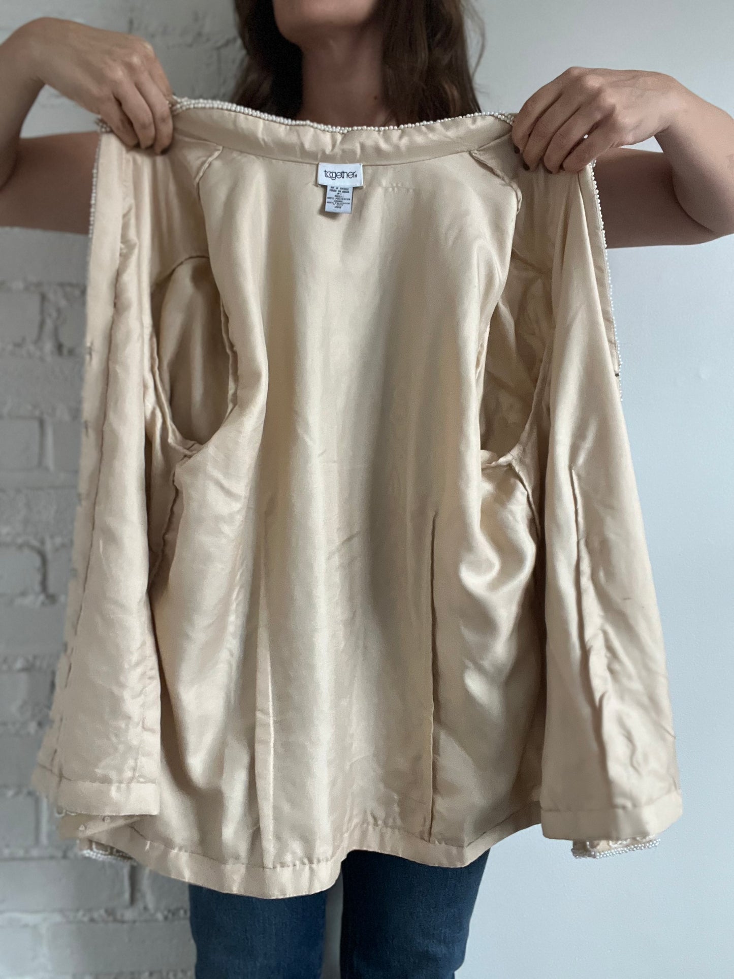 Creamy Beaded Cardigan Shirt - L/XL