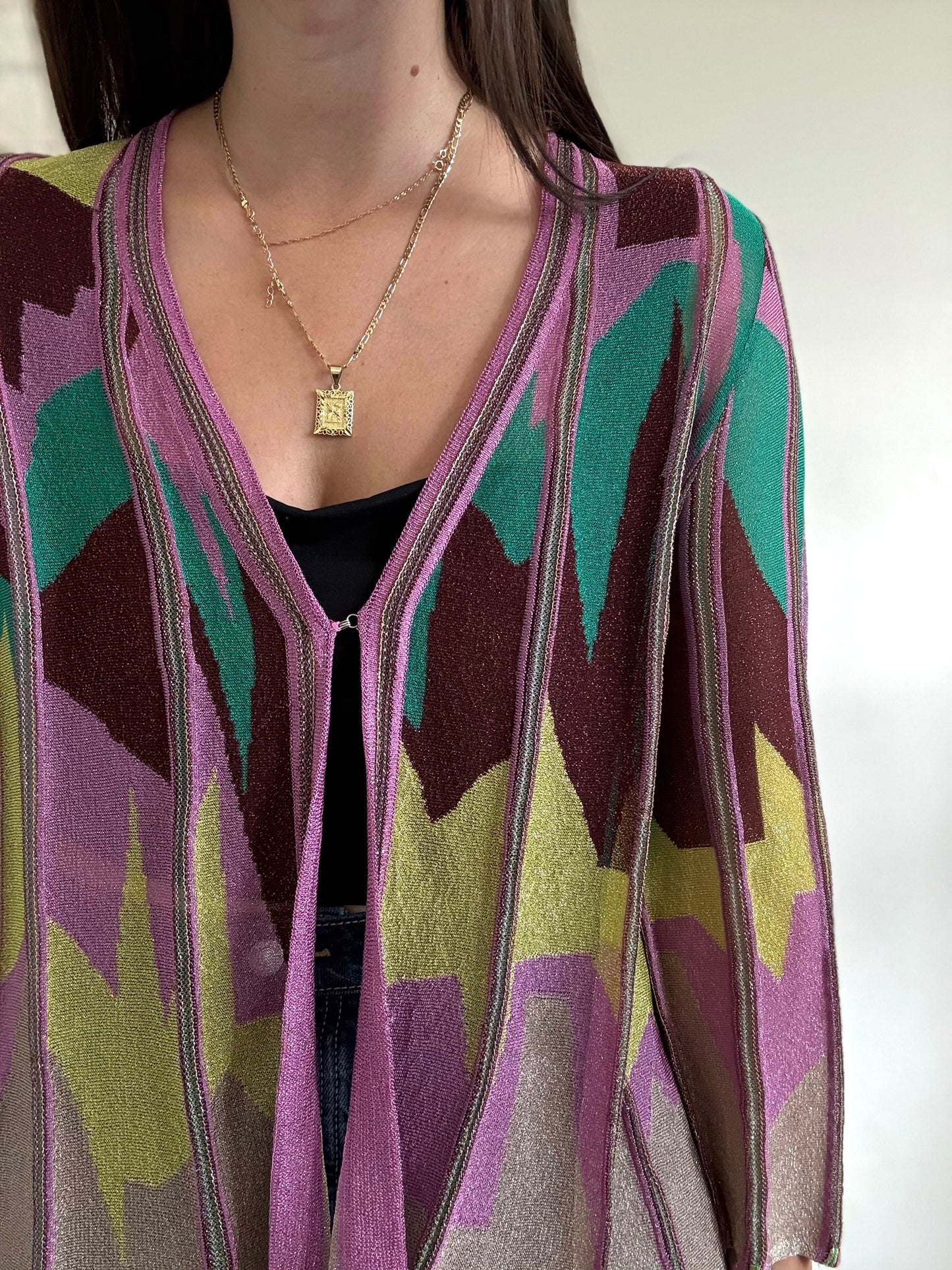 Metallic Abstract Cardigan - Size M/L