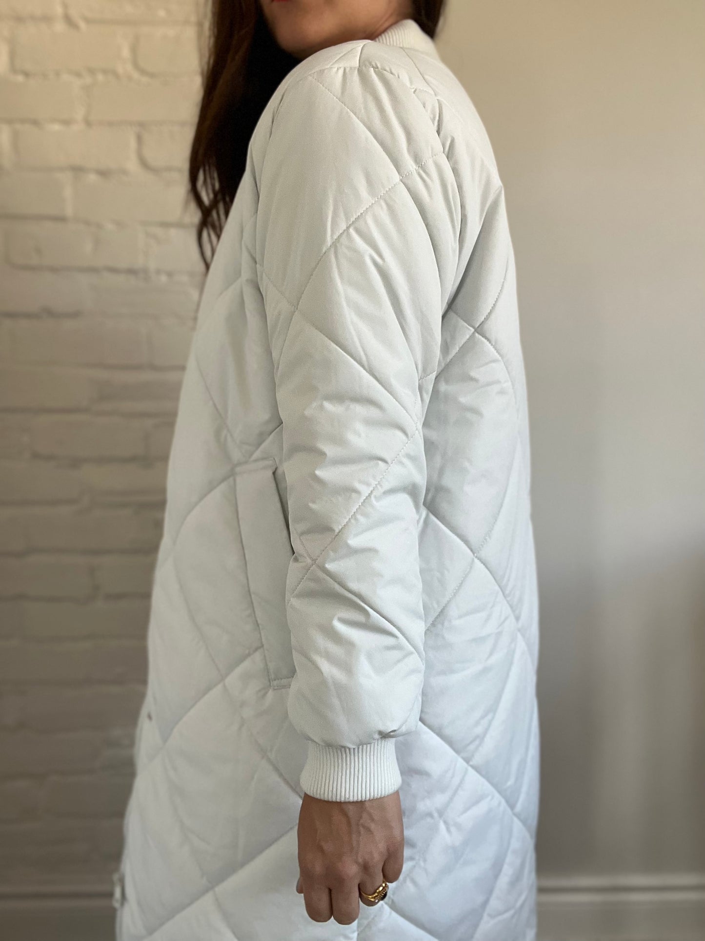 Long Quilted Puffer Jacket - M/L