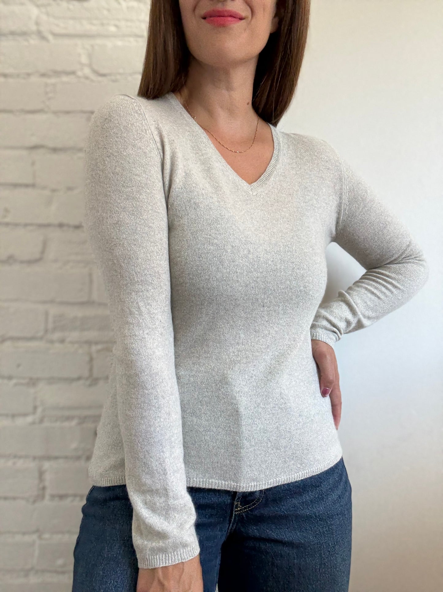 Cashmere V-Neck Sweater - Size XS/S