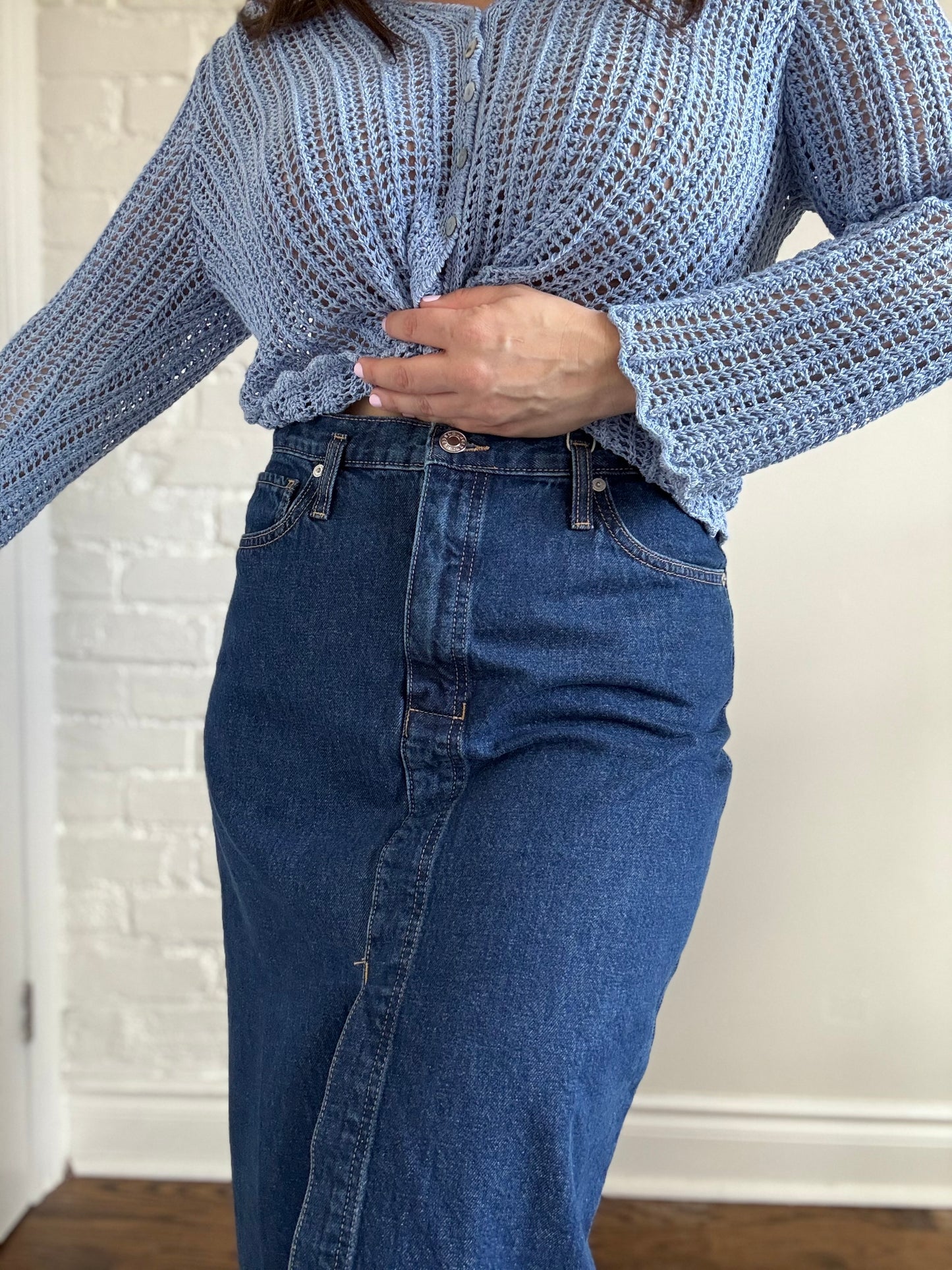 Denim Midi Skirt - Sz.L