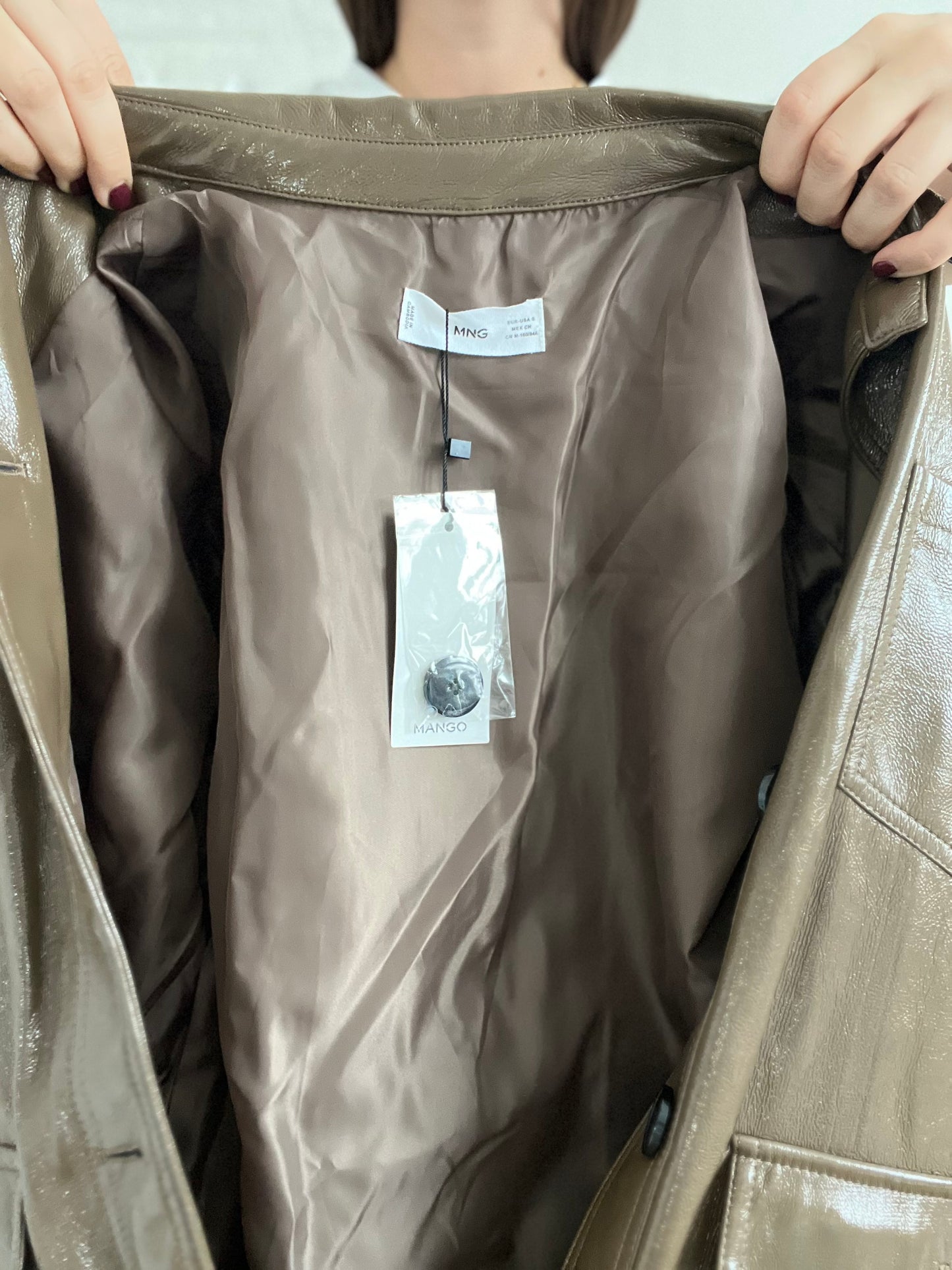 Faux Leather Tie Waist Jacket - S