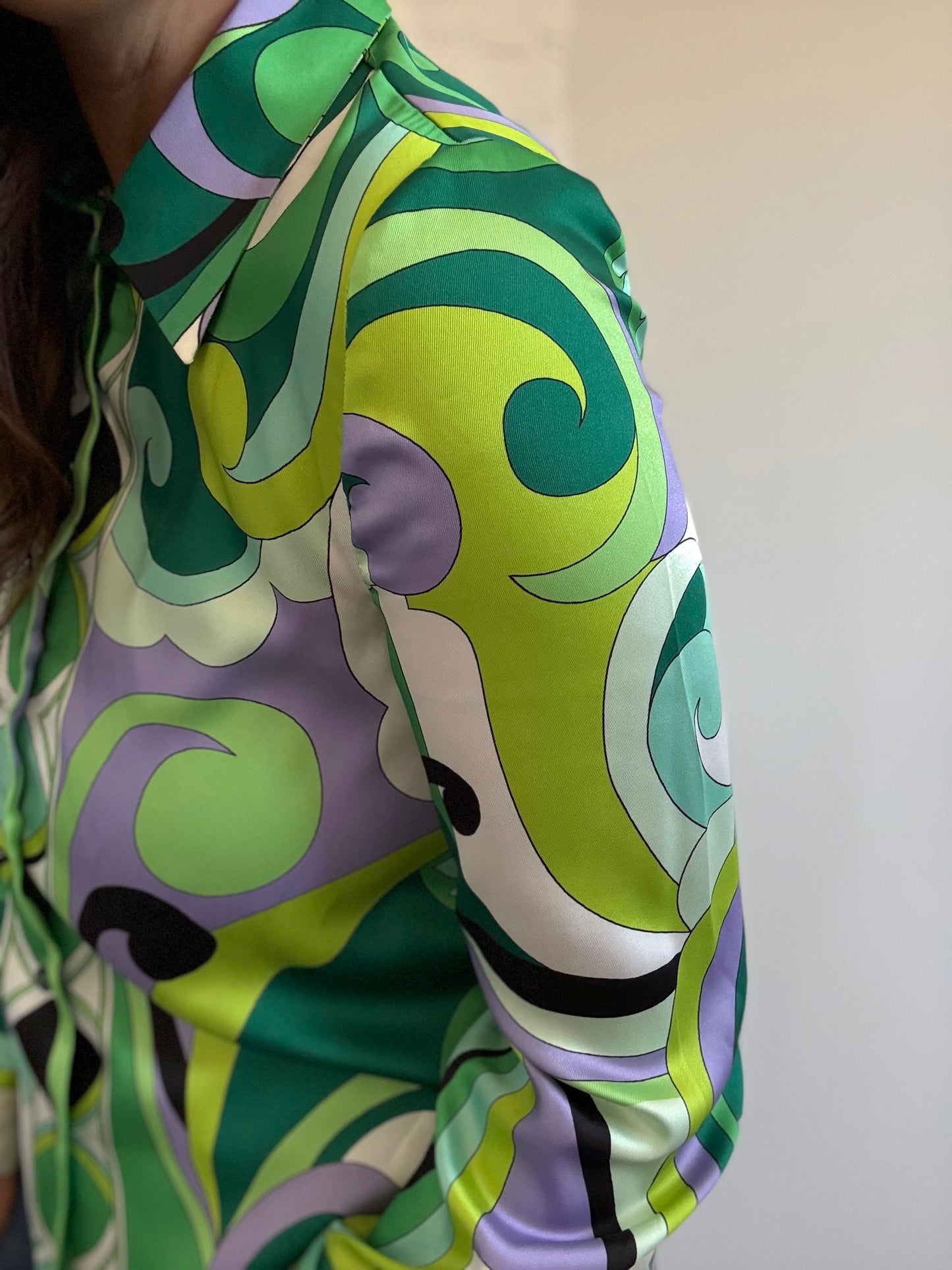 Colourful Psychedelic Satin Shirt - Size S