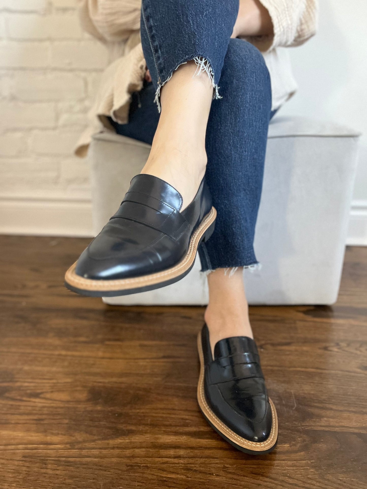 Navy Blue Leather Loafers - Sz. 9.5 or 41