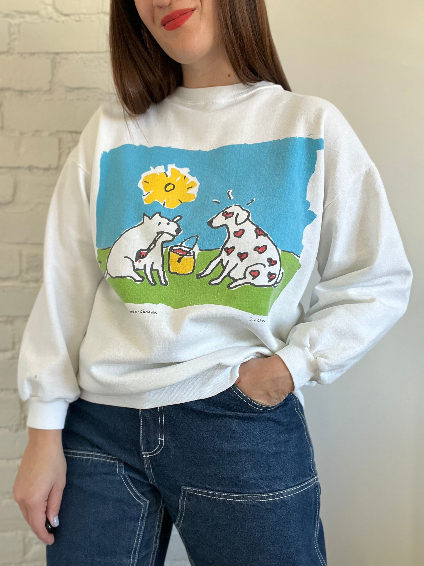 Marci Lipman Dog Painting Crewneck - L