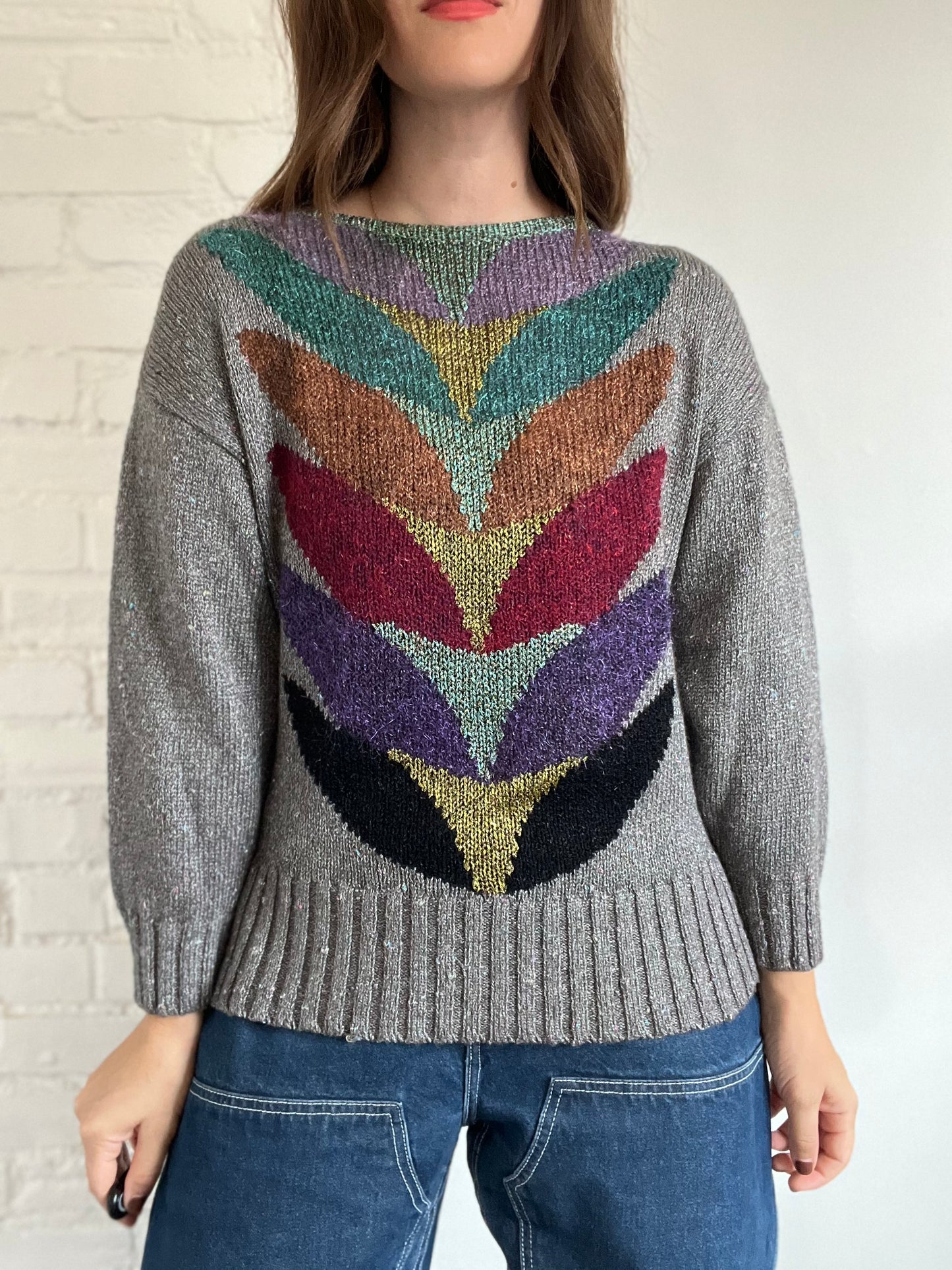 Metallic Colourful Knit Sweater - Size M