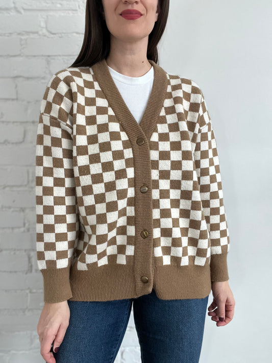 MASONPRINCE Checkered Cardigan - L