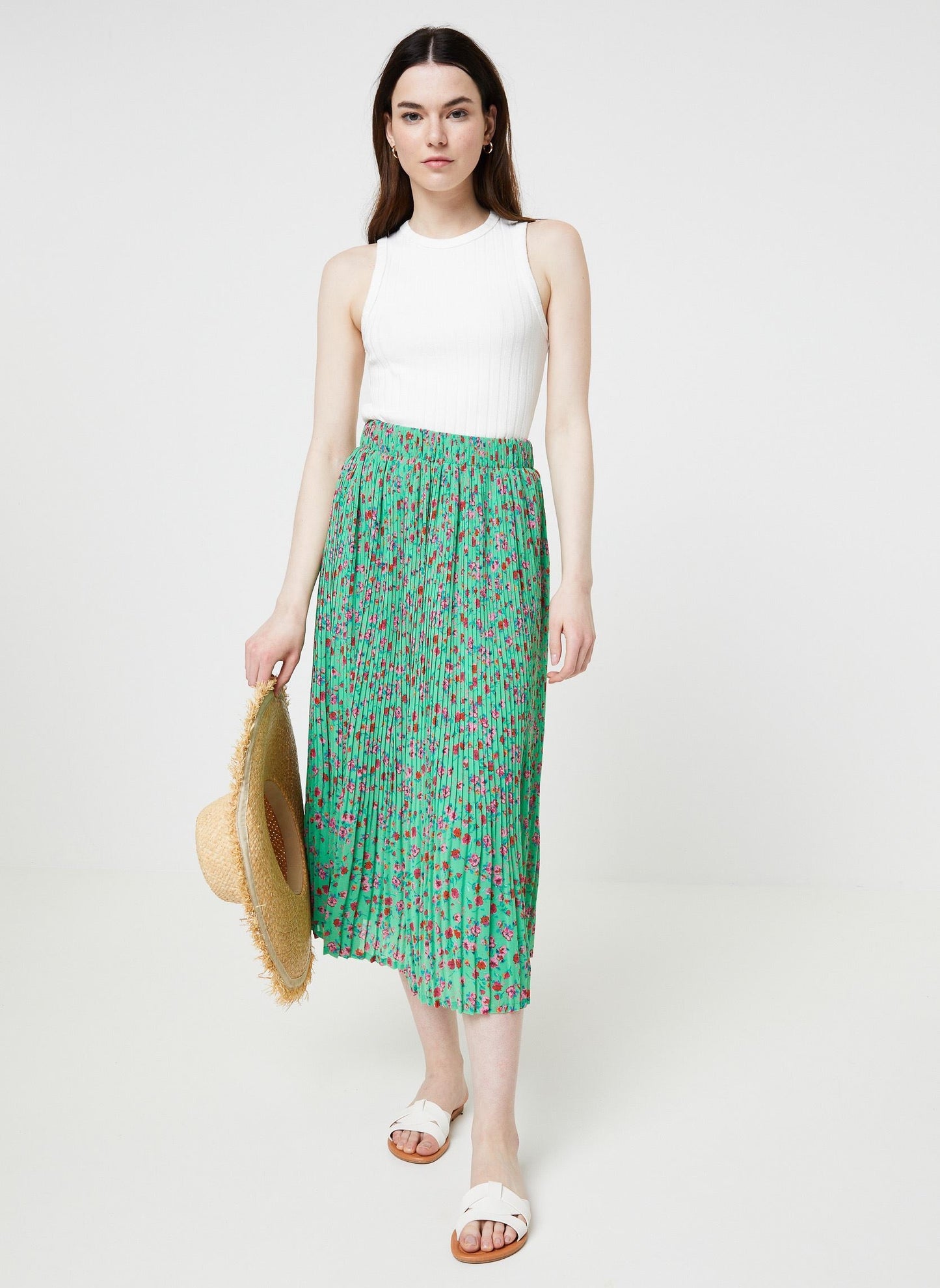 Country Floral Pleated Skirt - Sz. M