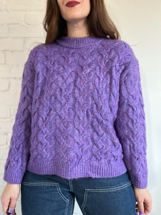 Purple Speckle Cable Knit - S/M