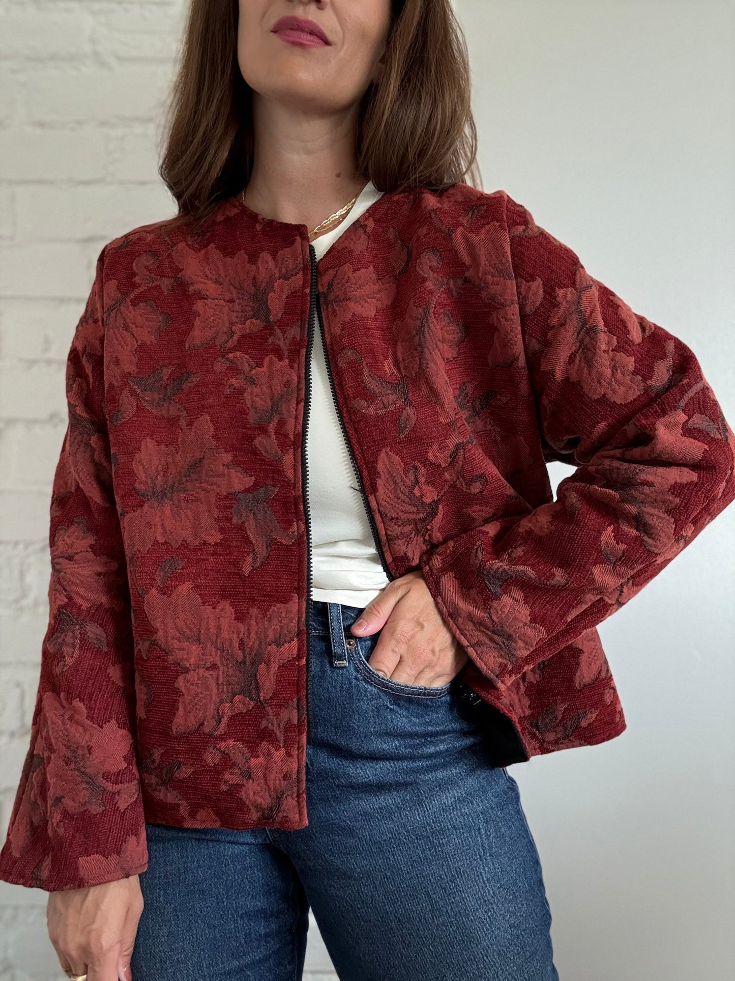 Floral Quilt Texture Jacket - Size XL