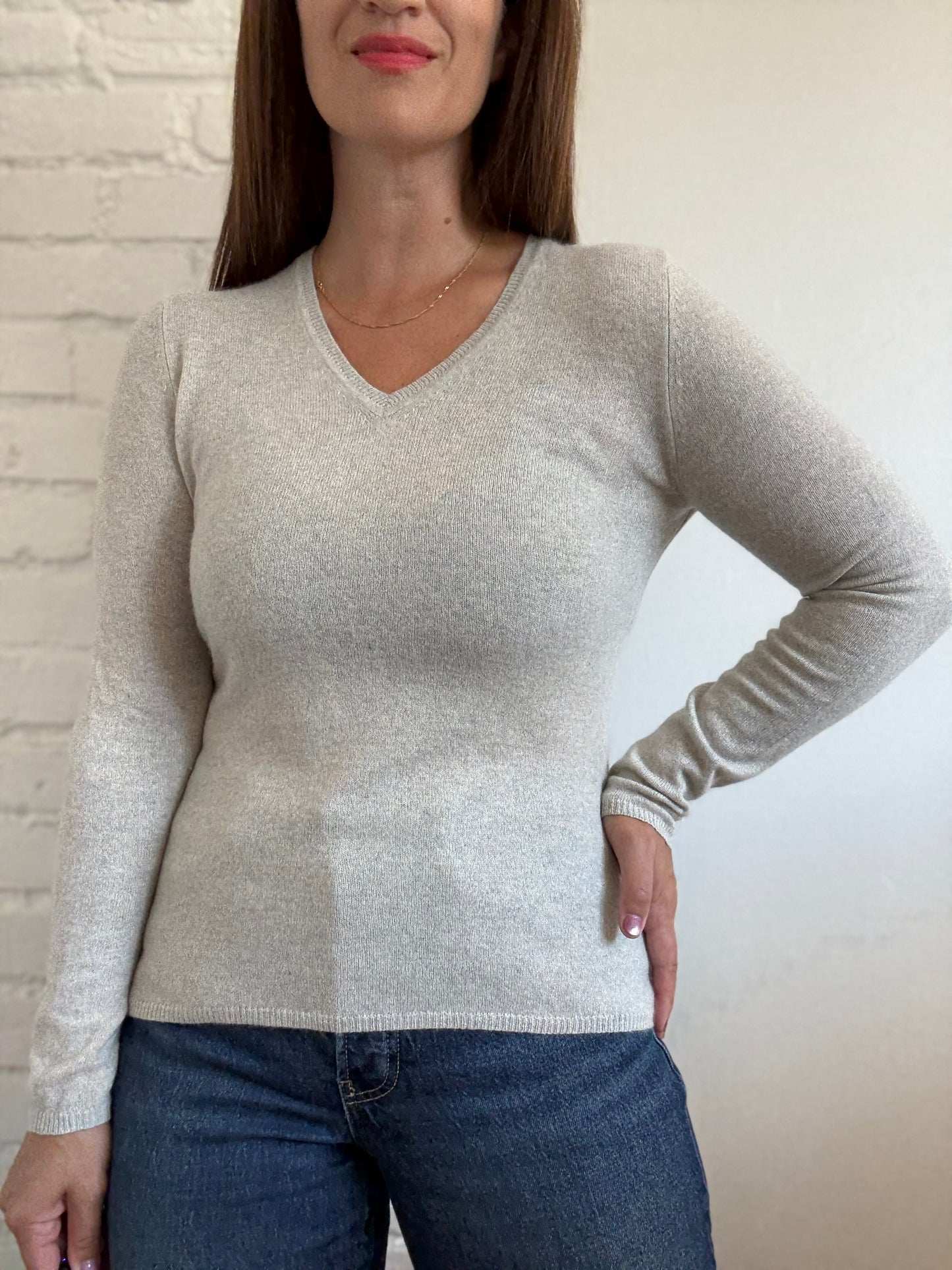 Cashmere V-Neck Sweater - Size XS/S