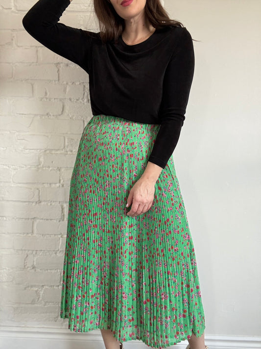 Country Floral Pleated Skirt - Sz. M