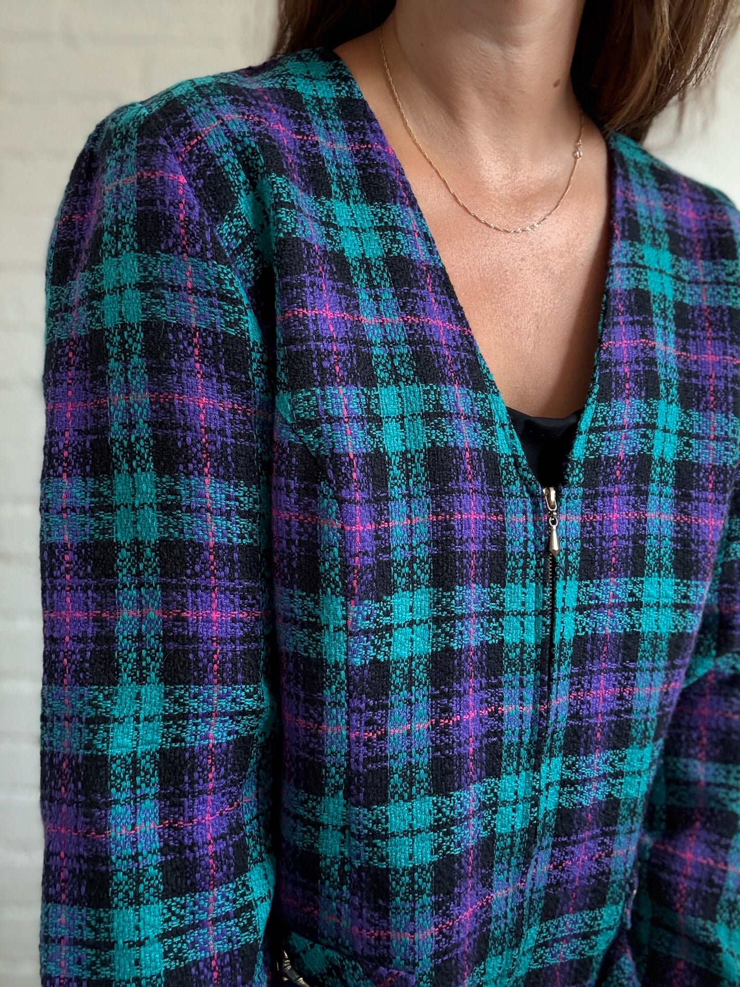 Retro Plaid Blazer - Size XL