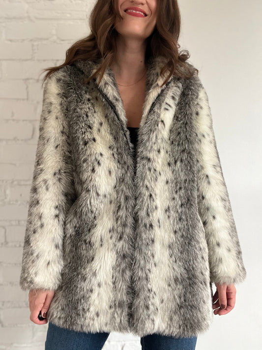 80s Vintage Faux Fur Jacket - S/M (oversized)