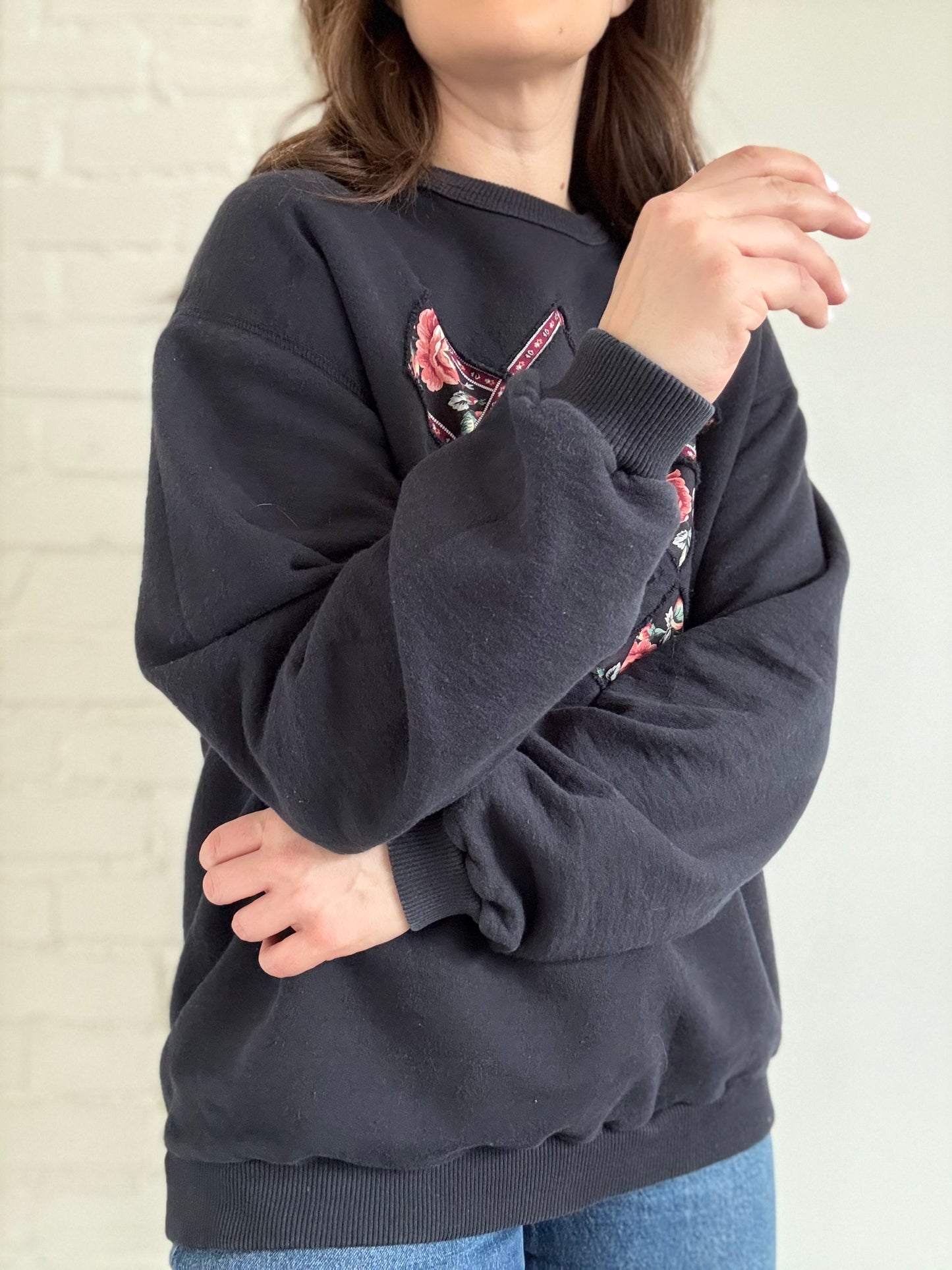 Quilted Floral Crewneck - Sz. XL