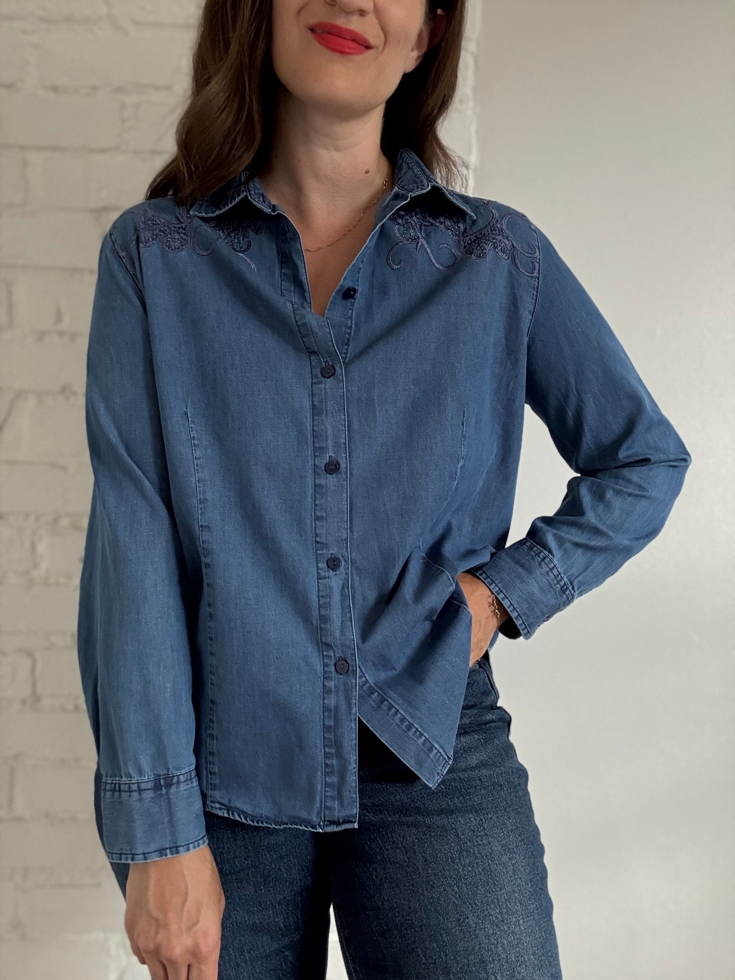 Chambray Cotton Denim Shirt - Size L