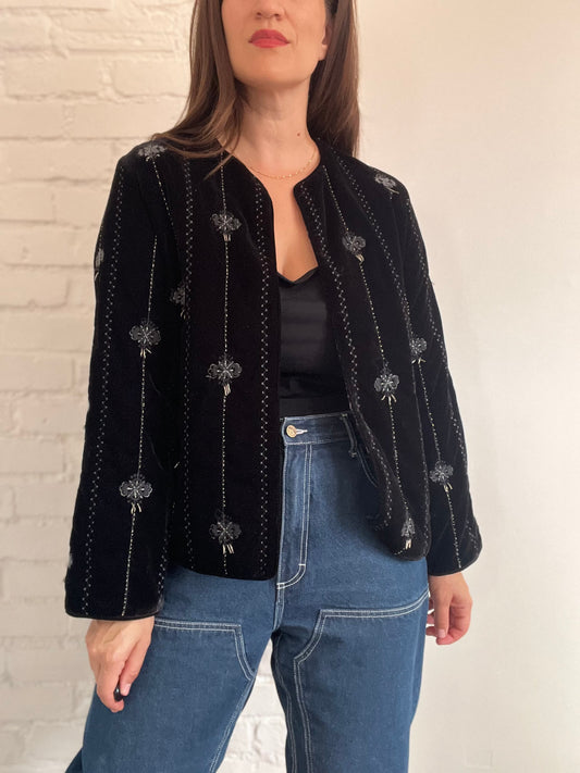 Zara Embroidered Velvet Jacket - S (oversized)