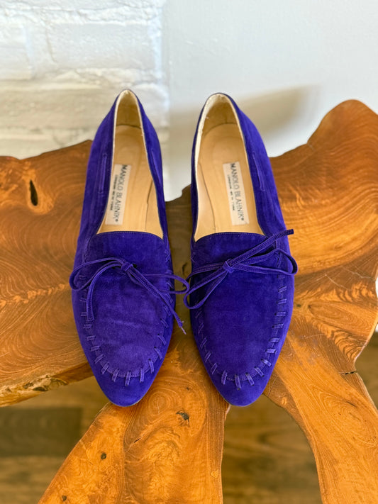 Manolo Blahnik Violet Suede Loafers - Sz. 39.5 or 9 Womens