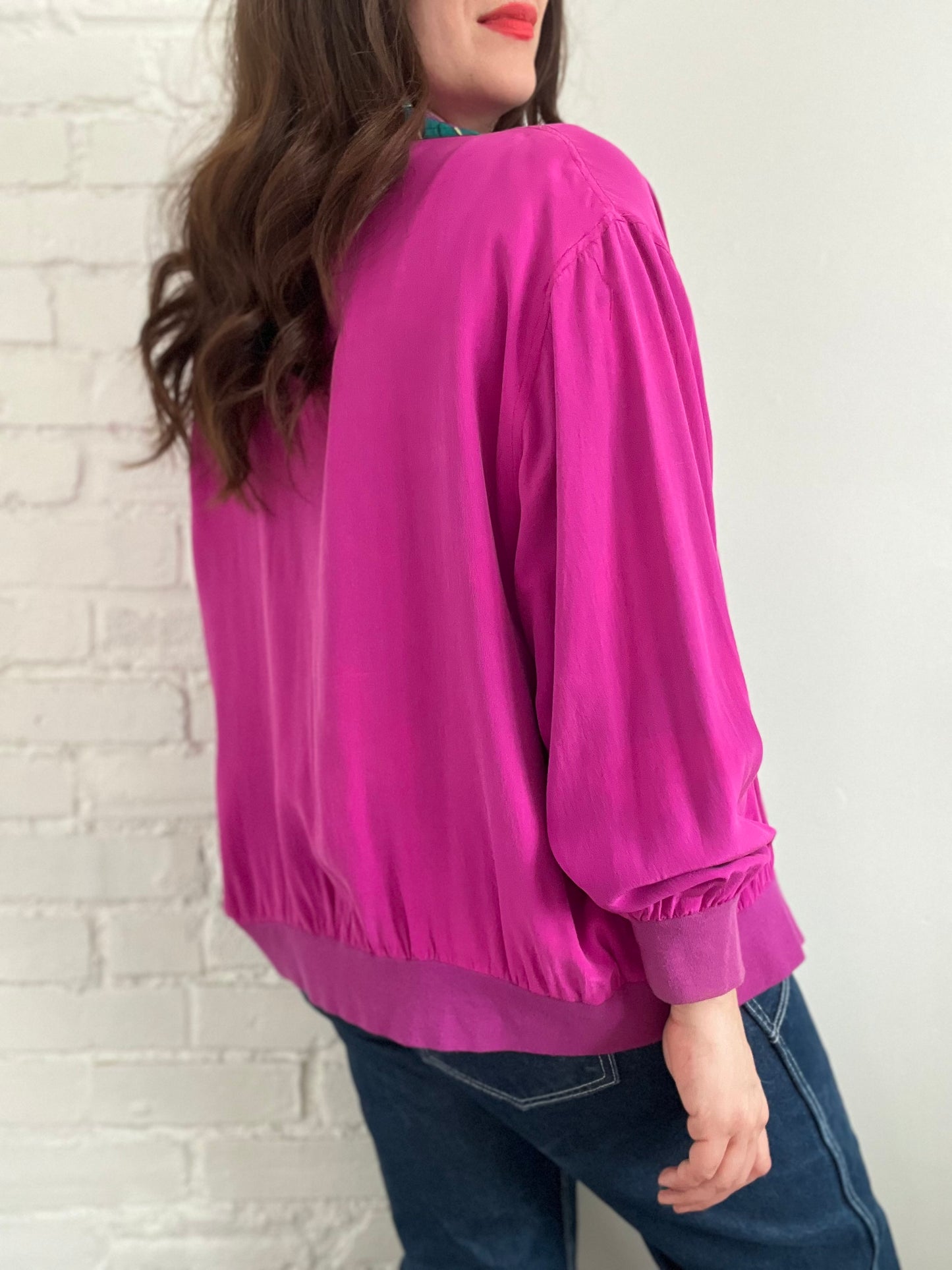 Double-Sided Silk Leaves Bomber - Size L/XL