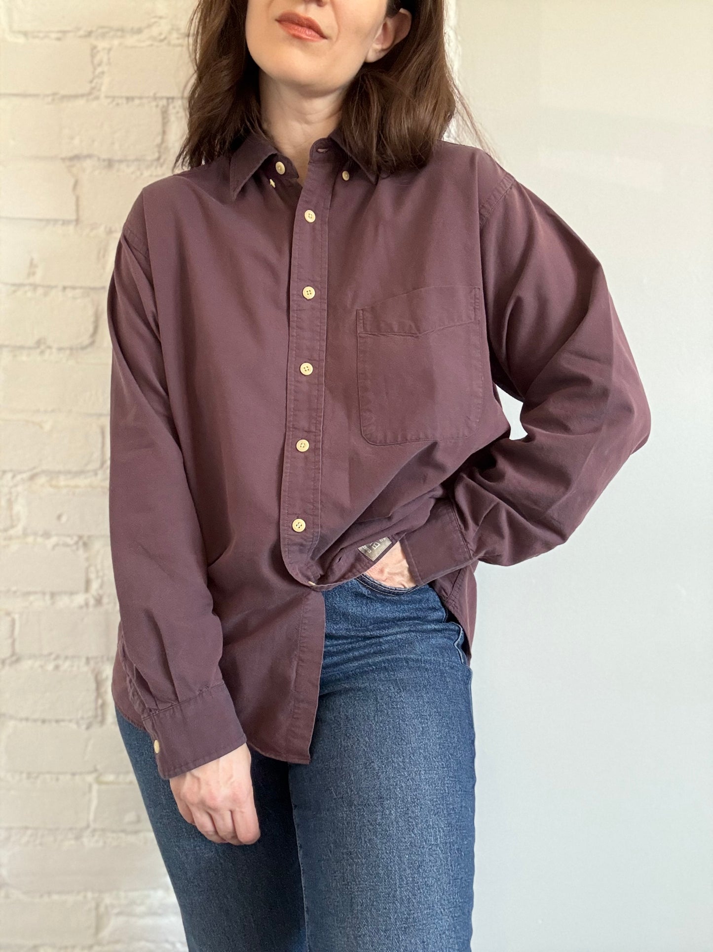 Chocolate Brown Oxford Shirt - Size L