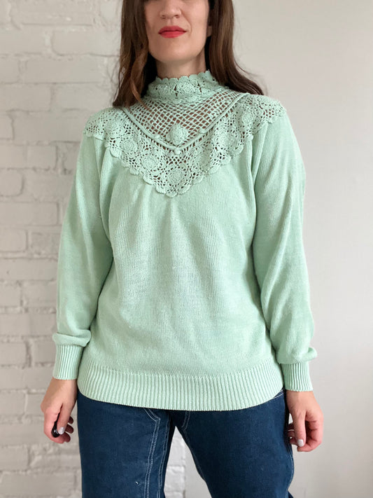 Sage Crochet Knit Sweater - Size L