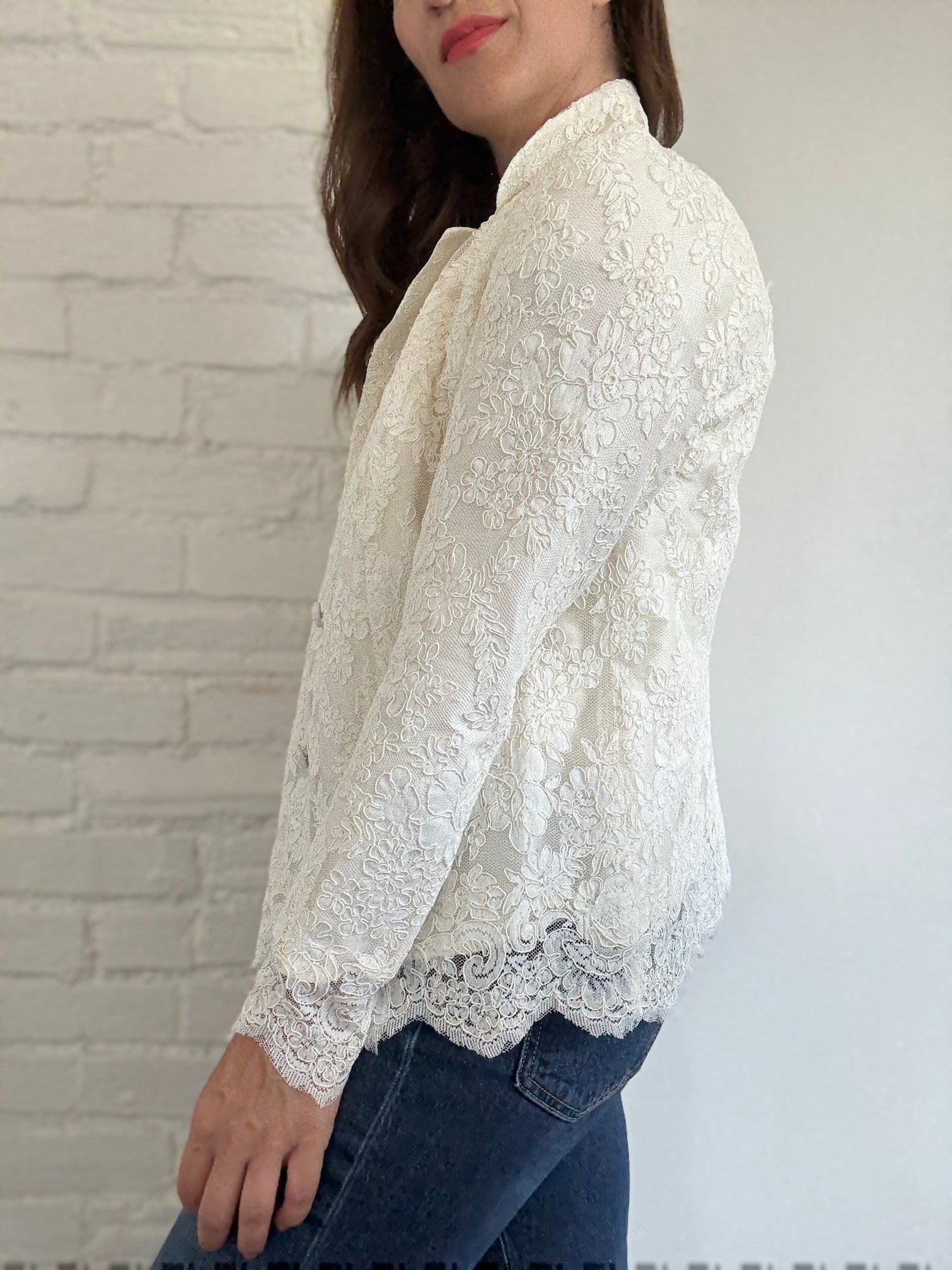 White Scalloped Lace Jacket - Size S/M