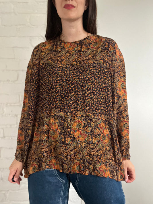 Multicoloured Paisley Top - Size XL