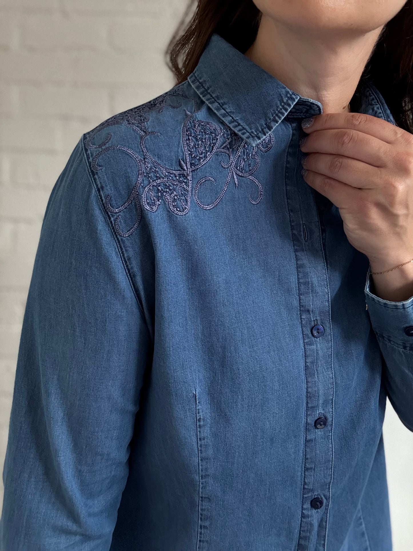 Chambray Cotton Denim Shirt - Size L