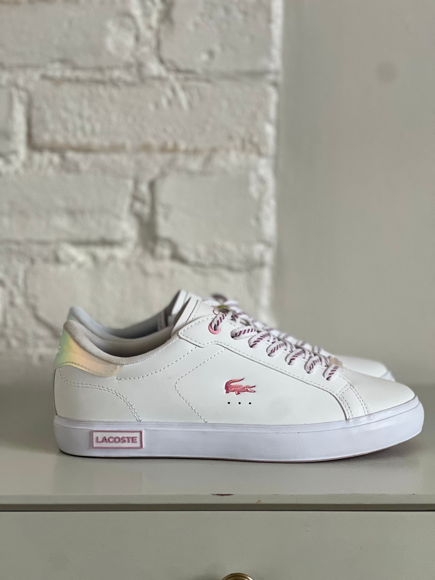 Lacoste Powercourt Leather Trainers - Size 8 Womens