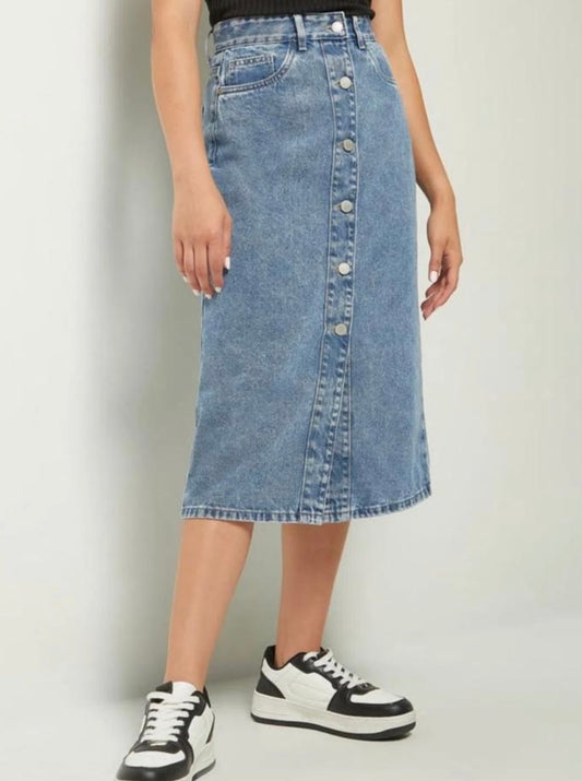 Denim Midi Skirt - S