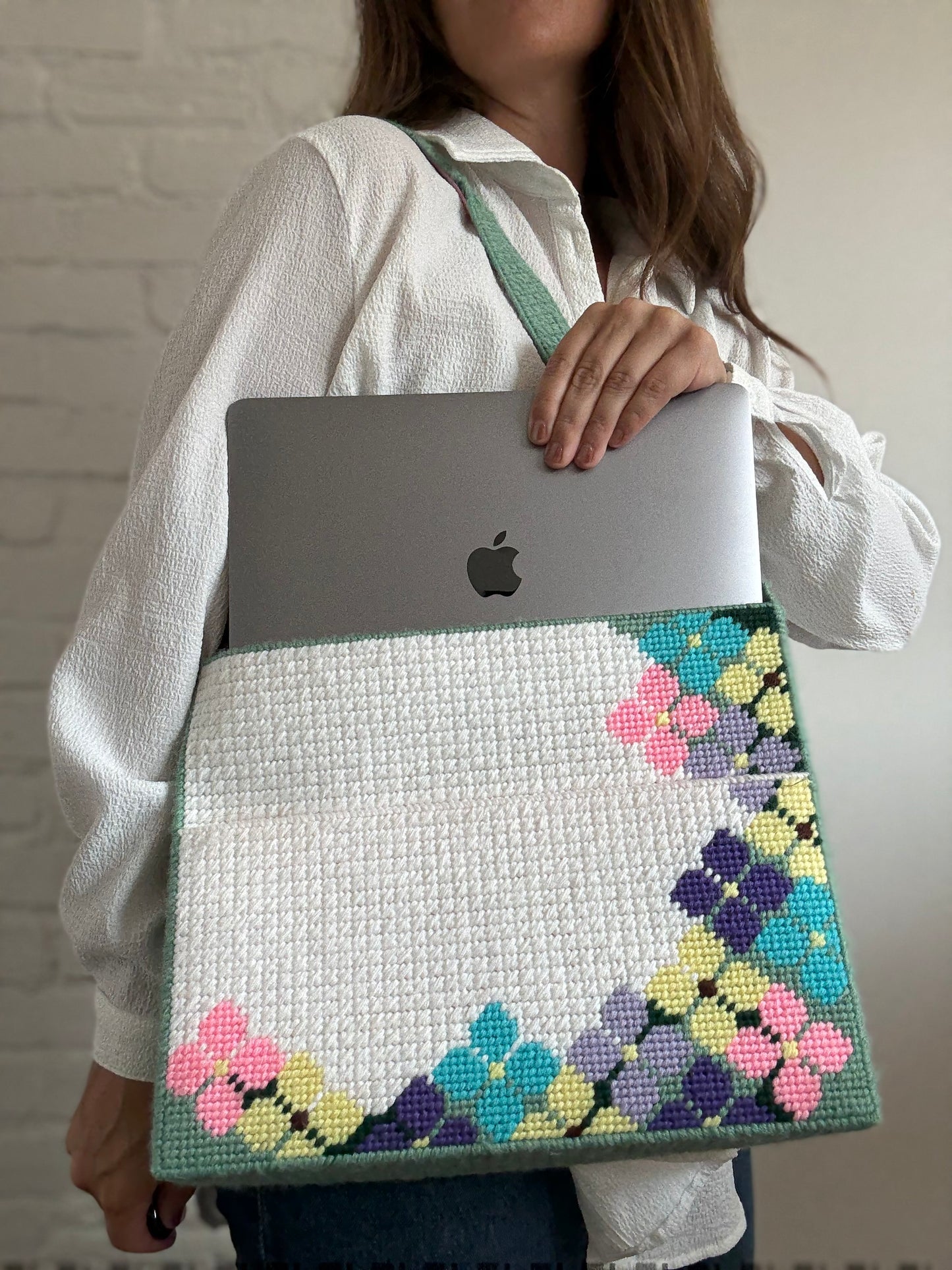 Crochet Floral Laptop Bag