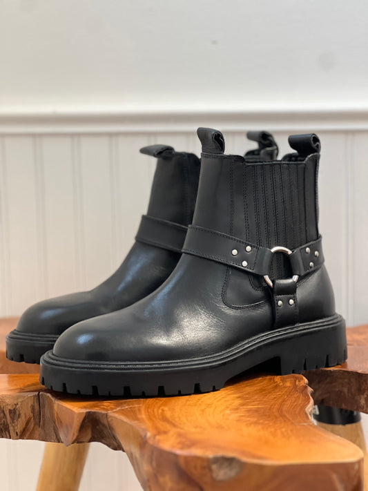 New Leather Biker Ankle Boots - 39 or 8