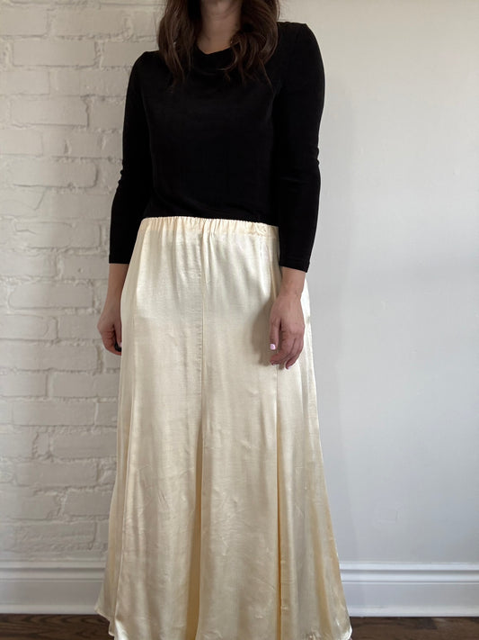 Butter Yellow Satin Skirt - Sz. XXL