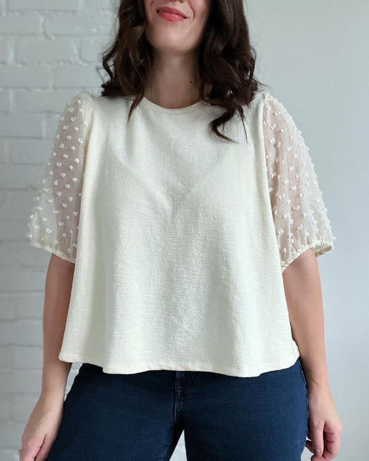 Puff Sleeve Woven Top - Size 2X