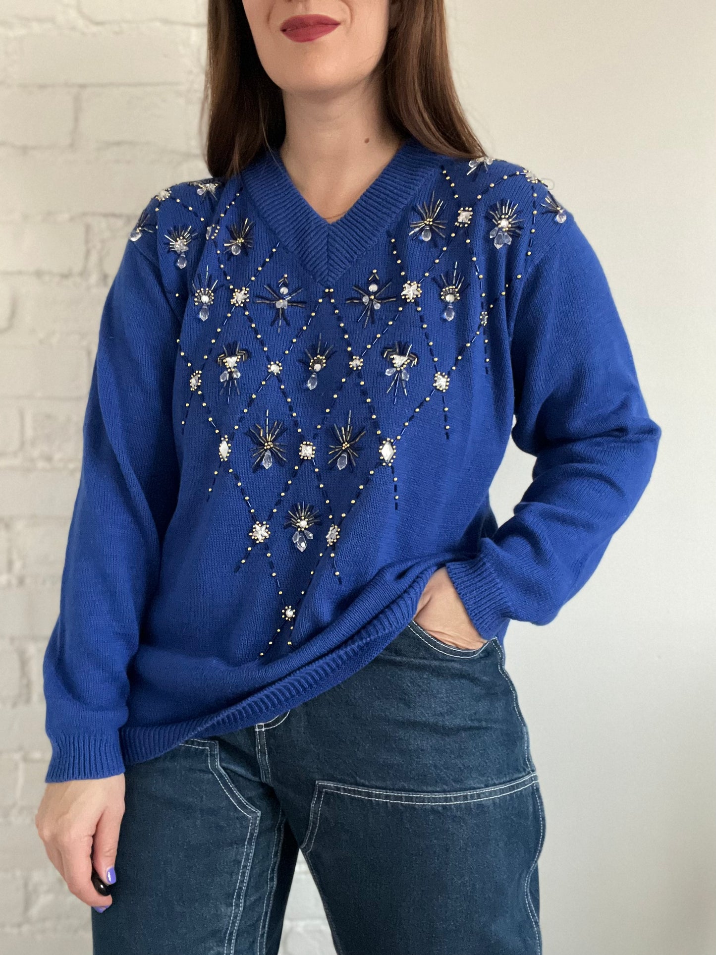 Blue Crystal Festive Knit - L