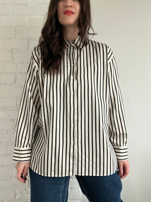 Striped Poplin Shirt - Size XL