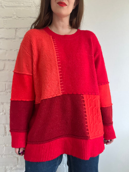 Oversized Patchwork Sweater - S (Oversized)