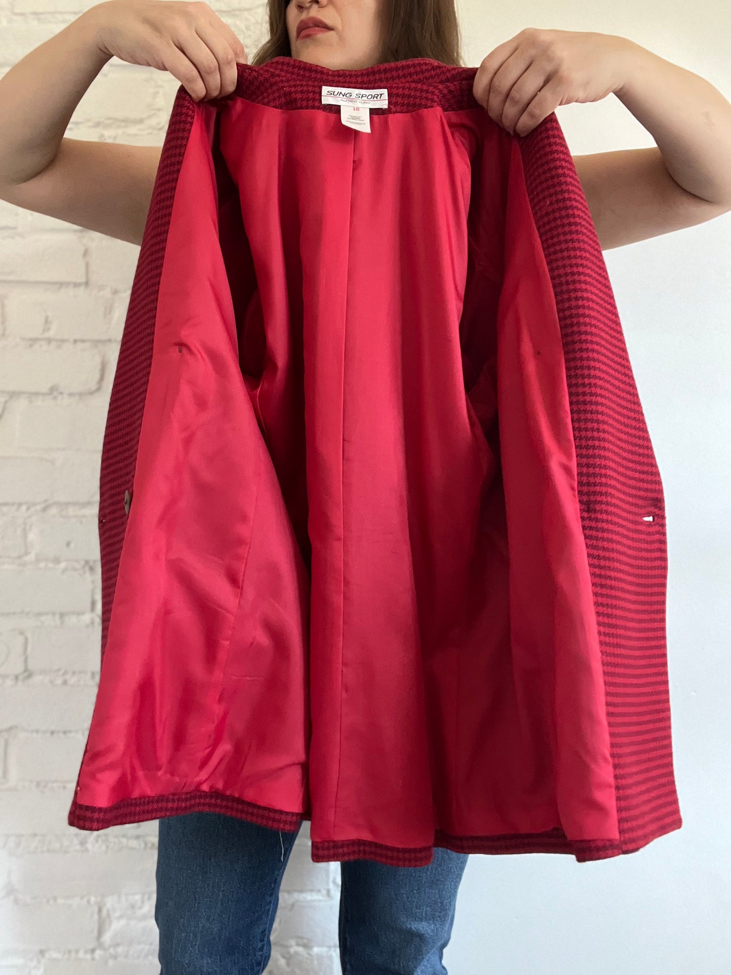 Red Houndstooth Blazer - Size 10 or L