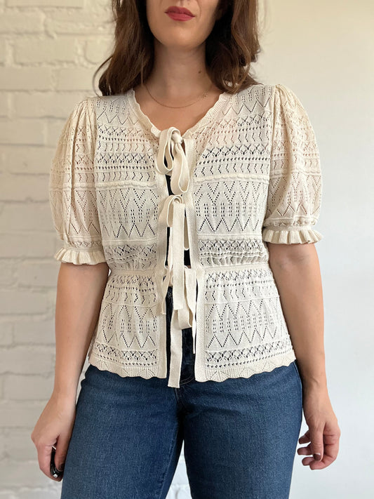 Pointelle Front Tie Top - M/L