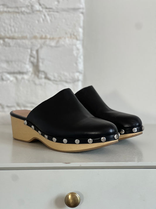 Leather Studded Clogs - Size 39 or 8.5