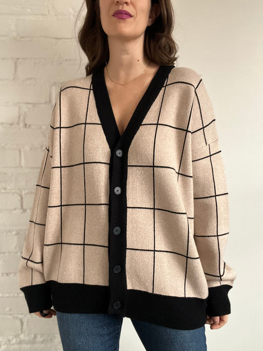 Oak + Fort Grid Cardigan - Sz. S (Oversized)