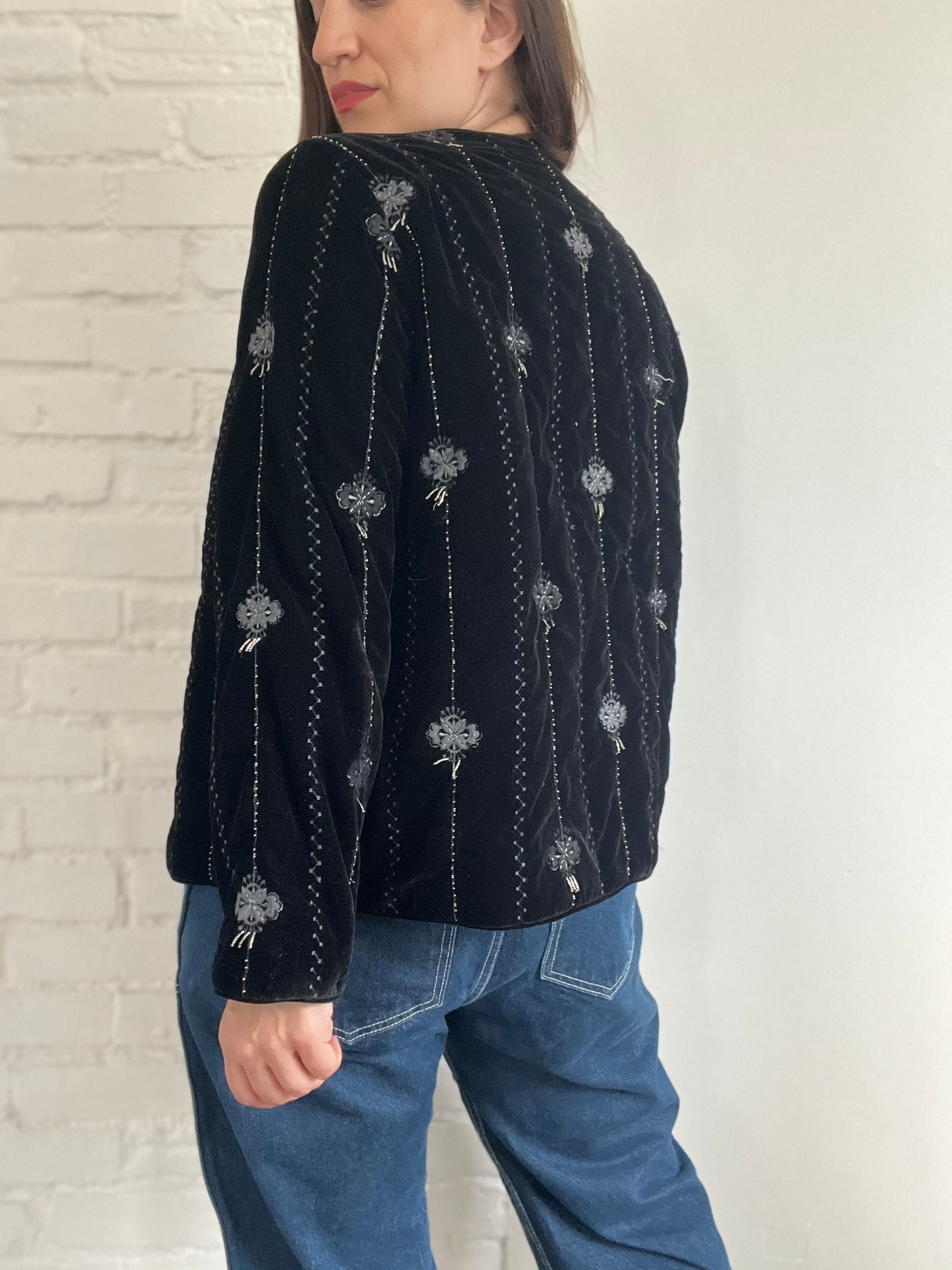 Zara Embroidered Velvet Jacket - S (oversized)