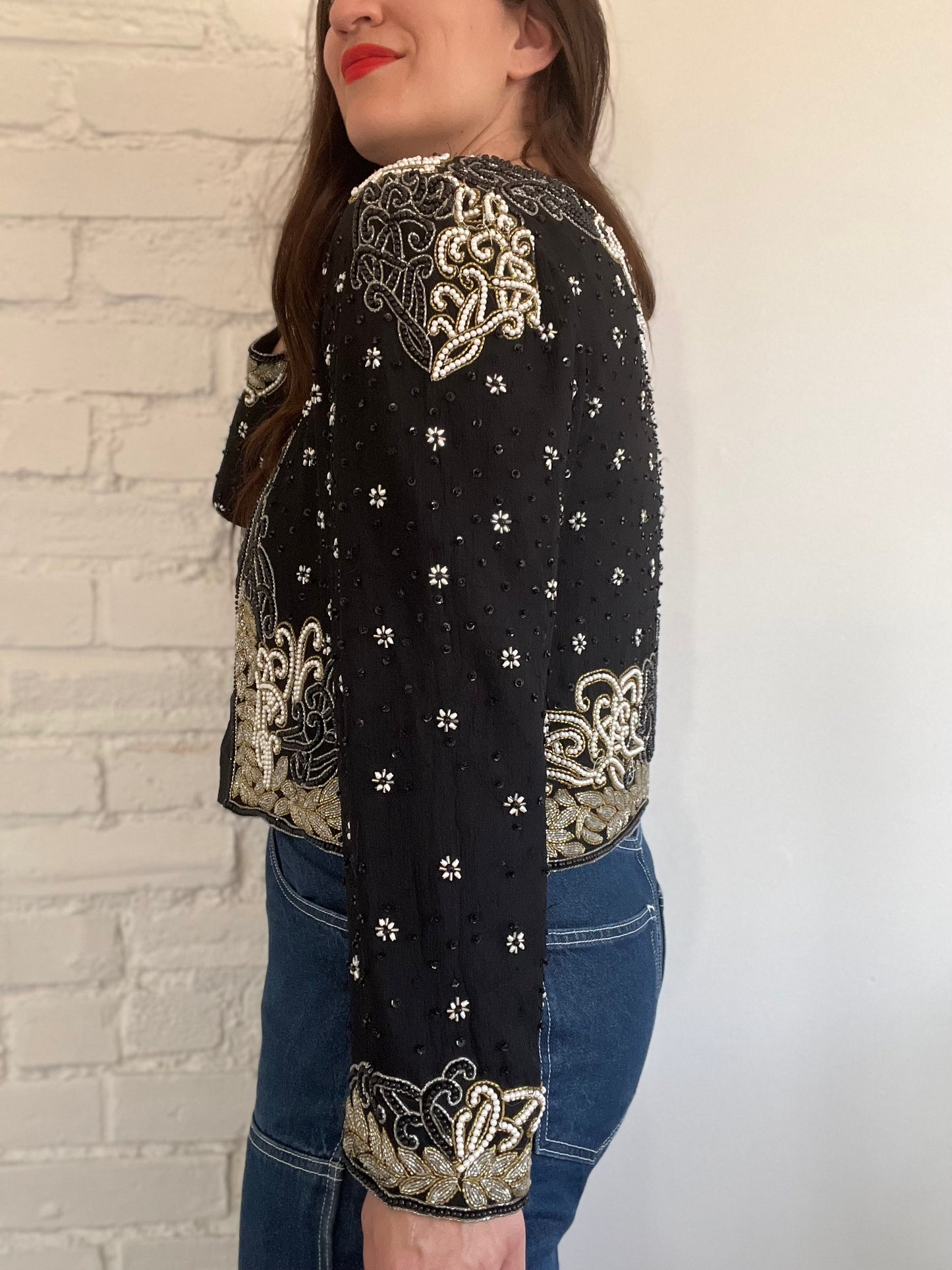 Beyoncé Festive Beaded Cardi - L