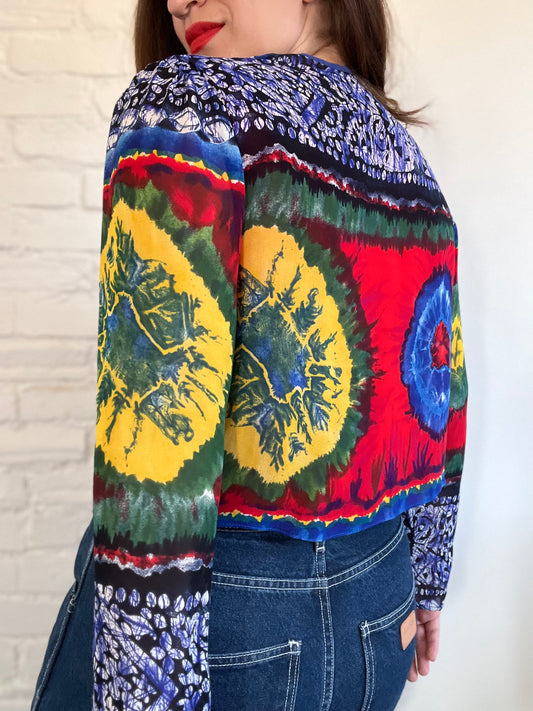 Vintage Tie Dye Crop Cardigan - S