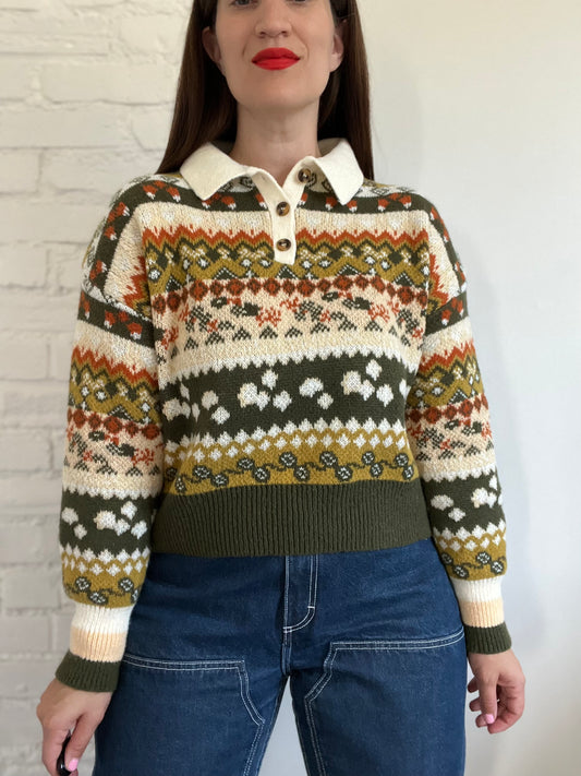 Multicolour Neutral Crop Sweater - M