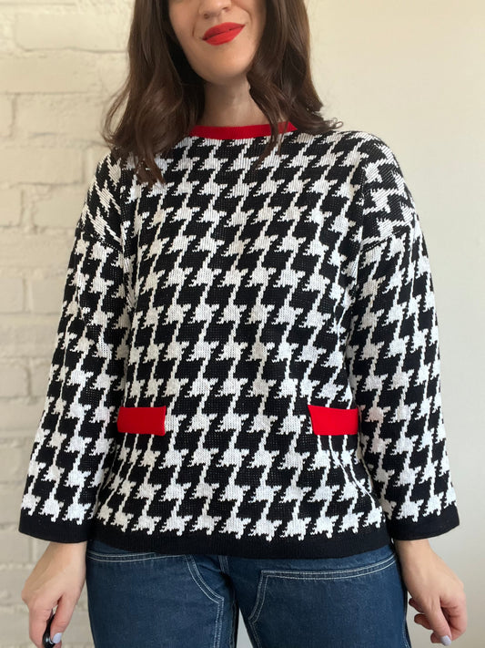 Vintage Houndstooth Sweater - L