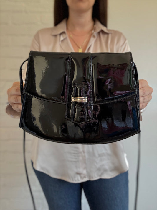 Black Patent Faux Leather Purse