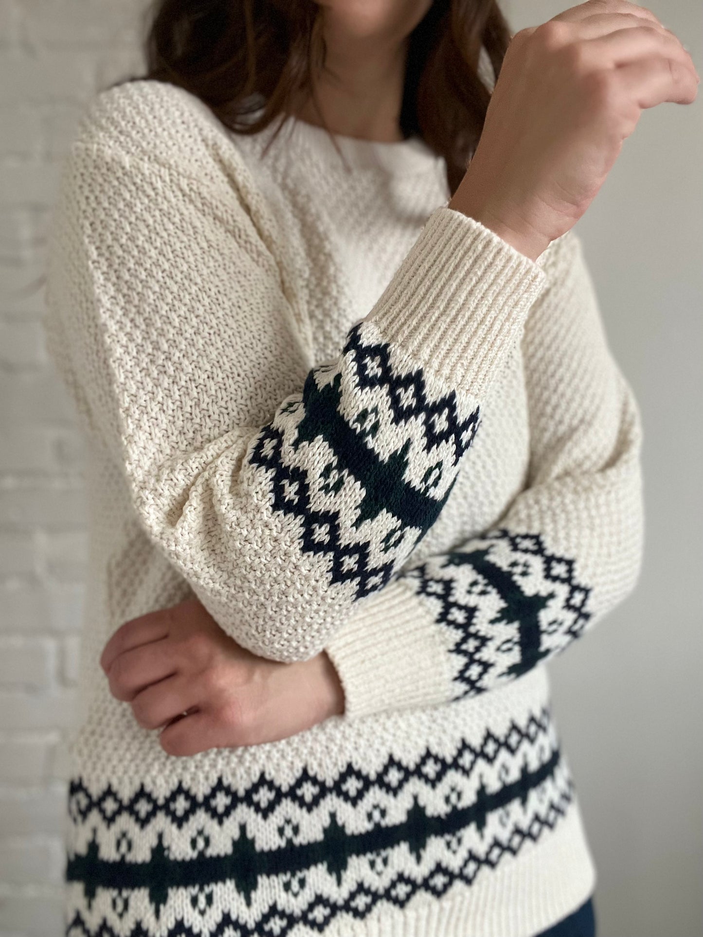 100% Cotton Fisherman Sweater - Size M (Oversized)