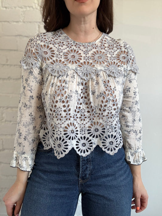 GANNI Emile Broderie Anglaise Top - Size 38 or M